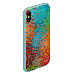 Чехол iPhone XS Max матовый Капли на стекле Vanguard pattern, цвет: 3D-мятный — фото 2