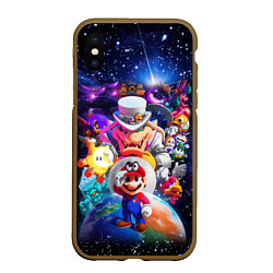 Чехол iPhone XS Max матовый Super Mario Odyssey Space Video game, цвет: 3D-коричневый