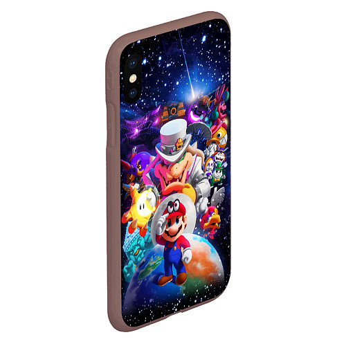 Чехол iPhone XS Max матовый Super Mario Odyssey Space Video game / 3D-Коричневый – фото 2