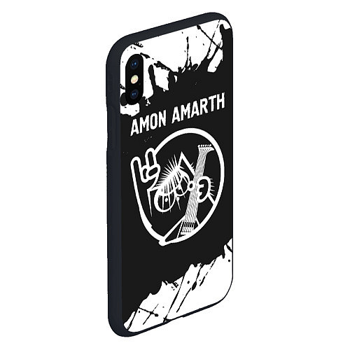 Чехол iPhone XS Max матовый Amon Amarth КОТ Брызги / 3D-Черный – фото 2