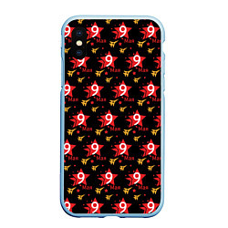 Чехол iPhone XS Max матовый 9 МАЯ ДЕНЬ ПОБЕДЫ, цвет: 3D-голубой
