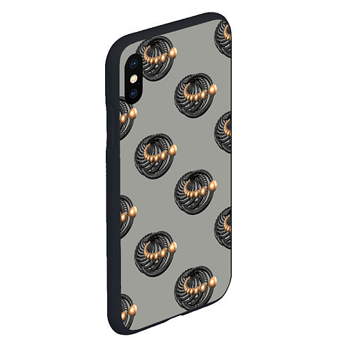 Чехол iPhone XS Max матовый АБСТРАКТ СПИРАЛЬНЫЙ / 3D-Черный – фото 2