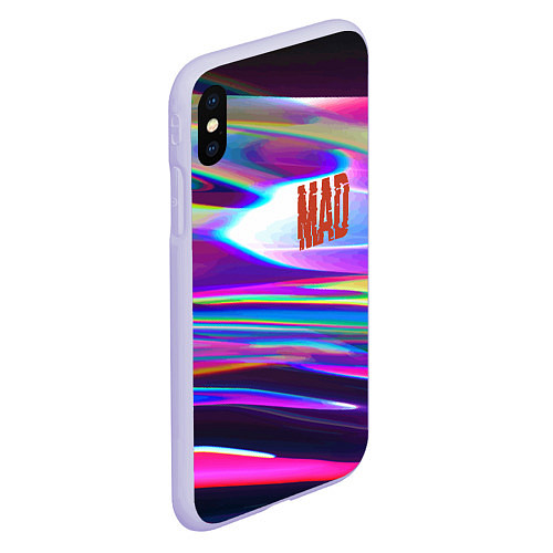 Чехол iPhone XS Max матовый Neon pattern Mad / 3D-Светло-сиреневый – фото 2