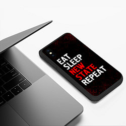 Чехол iPhone XS Max матовый Eat Sleep New State Repeat - Потертости, цвет: 3D-черный — фото 2