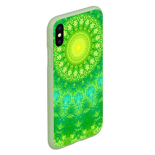 Чехол iPhone XS Max матовый Желто-зеленая мандала / 3D-Салатовый – фото 2