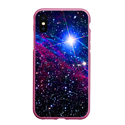 Чехол iPhone XS Max матовый Открытый космос Star Neon, цвет: 3D-малиновый