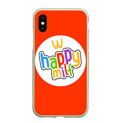 Чехол iPhone XS Max матовый HAPPY MILF, цвет: 3D-салатовый