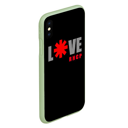 Чехол iPhone XS Max матовый Love RHCP Red Hot Chili Peppers / 3D-Салатовый – фото 2