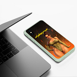 Чехол iPhone XS Max матовый Панам Cyberpunk 2077, цвет: 3D-салатовый — фото 2