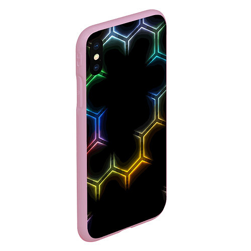 Чехол iPhone XS Max матовый Геометрический узор Neon / 3D-Розовый – фото 2