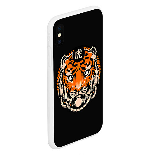 Чехол iPhone XS Max матовый Символ тигра / 3D-Белый – фото 2