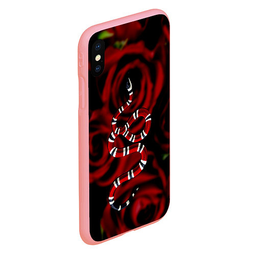 Чехол iPhone XS Max матовый Змея в Цветах Розы Snake Rose / 3D-Баблгам – фото 2