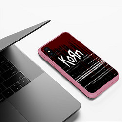 Чехол iPhone XS Max матовый KoЯn Корн потеки, цвет: 3D-малиновый — фото 2