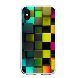 Чехол iPhone XS Max матовый Colored Geometric 3D pattern, цвет: 3D-белый