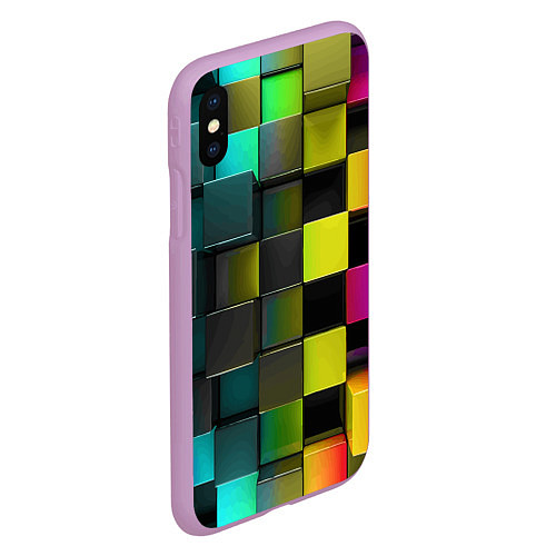 Чехол iPhone XS Max матовый Colored Geometric 3D pattern / 3D-Сиреневый – фото 2