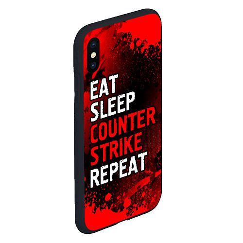 Чехол iPhone XS Max матовый Eat Sleep Counter Strike Repeat Брызги / 3D-Черный – фото 2