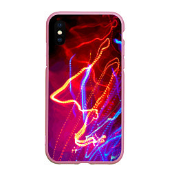 Чехол iPhone XS Max матовый Neon vanguard pattern Lighting, цвет: 3D-розовый