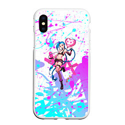 Чехол iPhone XS Max матовый JINX ДЖИНКС НЕОНОВЫЕ БРЫЗГИ, цвет: 3D-белый