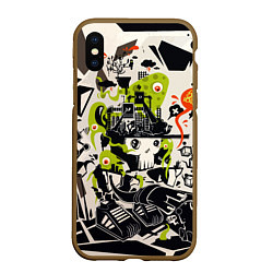 Чехол iPhone XS Max матовый Cyber pattern Skull Vanguard Fashion, цвет: 3D-коричневый