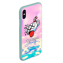 Чехол iPhone XS Max матовый Cuphead Разбитая чашечка, цвет: 3D-мятный — фото 2