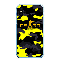 Чехол iPhone XS Max матовый Counter-Strike Камуфляж Чёрно-Жёлтый, цвет: 3D-голубой