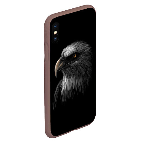 Чехол iPhone XS Max матовый Голова хищного орла / 3D-Коричневый – фото 2