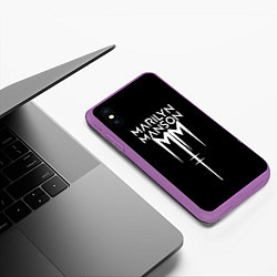 Чехол iPhone XS Max матовый Marilyn manson rock n roll, цвет: 3D-фиолетовый — фото 2