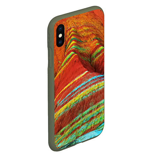 Чехол iPhone XS Max матовый Знаменитые разноцветные горы Китай / 3D-Темно-зеленый – фото 2