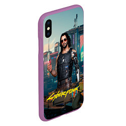 Чехол iPhone XS Max матовый Vi Cyberpunk2077, цвет: 3D-фиолетовый — фото 2