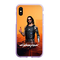 Чехол iPhone XS Max матовый Vi cyberpunk 2077, цвет: 3D-сиреневый