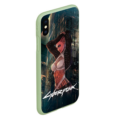 Чехол iPhone XS Max матовый VI ВИ CYBERPUNK2077 / 3D-Салатовый – фото 2