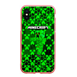 Чехол iPhone XS Max матовый Minecraft КРИПЕРЫ, цвет: 3D-баблгам