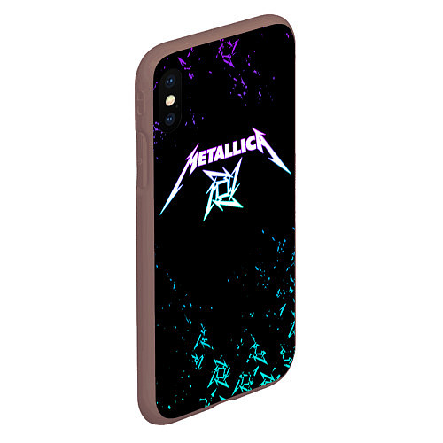 Чехол iPhone XS Max матовый Metallica металлика neon / 3D-Коричневый – фото 2