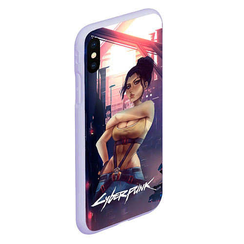 Чехол iPhone XS Max матовый Панам рисунок Cyberpunk2077 / 3D-Светло-сиреневый – фото 2