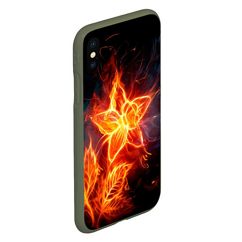 Чехол iPhone XS Max матовый Flower Neon Fashion 2035 Flame / 3D-Темно-зеленый – фото 2