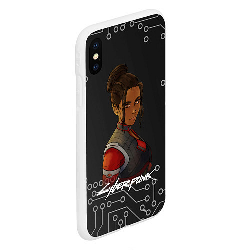 Чехол iPhone XS Max матовый Панам арт Cyberpunk 2077 / 3D-Белый – фото 2