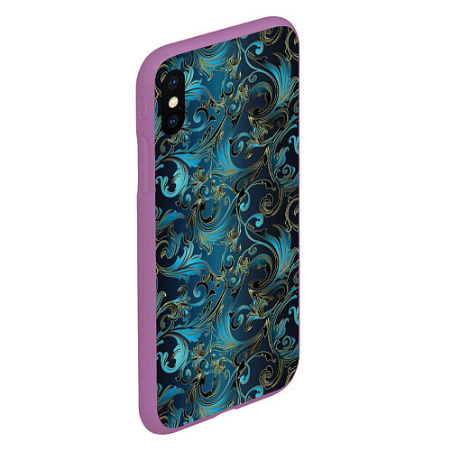 Чехол iPhone XS Max матовый Blue Abstract Узоры / 3D-Фиолетовый – фото 2