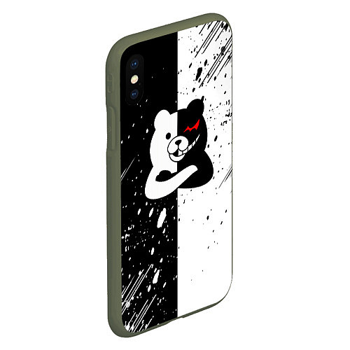 Чехол iPhone XS Max матовый Monokuma брызги / 3D-Темно-зеленый – фото 2