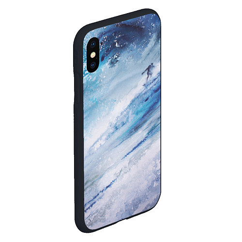 Чехол iPhone XS Max матовый Противостояние волне / 3D-Черный – фото 2