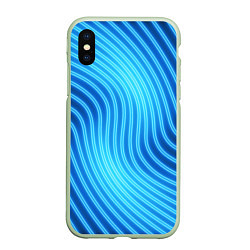 Чехол iPhone XS Max матовый Abstraction neon lines, цвет: 3D-салатовый