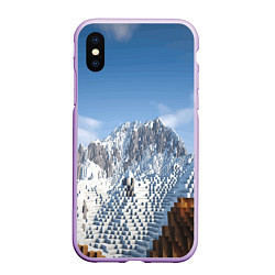 Чехол iPhone XS Max матовый Minecraft Mountains Video game, цвет: 3D-сиреневый