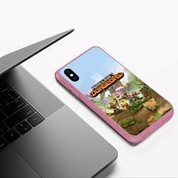 Чехол iPhone XS Max матовый Minecraft Dungeons Heroes Video game, цвет: 3D-малиновый — фото 2