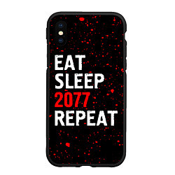Чехол iPhone XS Max матовый Eat Sleep 2077 Repeat Краска, цвет: 3D-черный