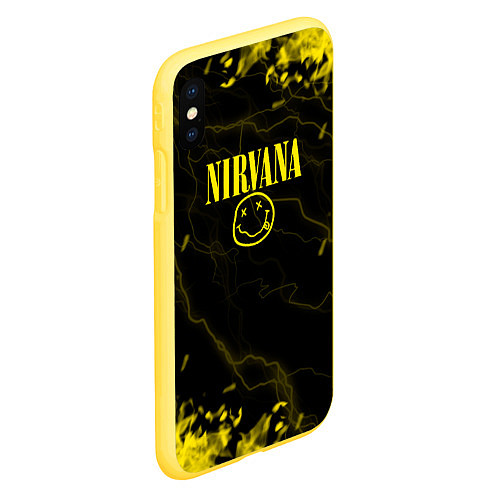 Чехол iPhone XS Max матовый Nirvana молнии / 3D-Желтый – фото 2