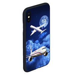 Чехол iPhone XS Max матовый Пассажирский самолет Ту-214, цвет: 3D-черный — фото 2