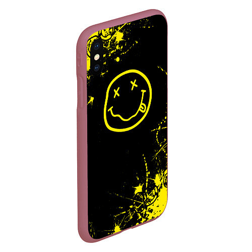 Чехол iPhone XS Max матовый Nirvana texture смайл / 3D-Малиновый – фото 2