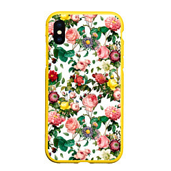 Чехол iPhone XS Max матовый Узор из летних роз Summer Roses Pattern