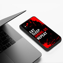 Чехол iPhone XS Max матовый Eat Sleep Among Us Repeat Брызги, цвет: 3D-черный — фото 2