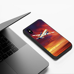 Чехол iPhone XS Max матовый Самолет Ил 114-300, цвет: 3D-черный — фото 2