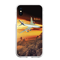 Чехол iPhone XS Max матовый Гражданский самолет Ил 96-300, цвет: 3D-белый